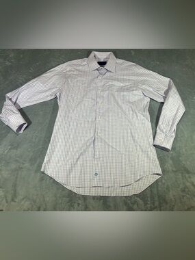 David Donahue Dress Shirt Mens 16.5 Pink/Blue Solid Fusion Cotton Long Sleeve